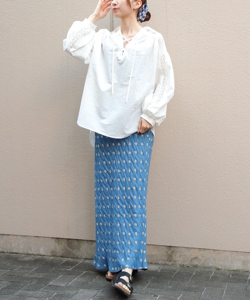 THE SHINZONE（ザ　シンゾーン）の「THE SHINZONE/シンゾーン　レースアップブラウス　LACE-UP BLOUSE　26SMSBL02（シャツ/ブラウス・レディース・ホワイト/ブラック・FREE）」の13枚目の写真