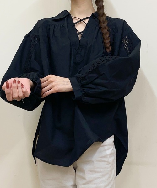 THE SHINZONE/シンゾーン レースアップブラウス LACE-UP BLOUSE