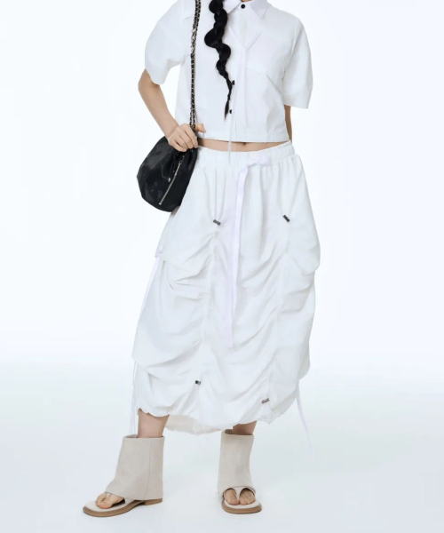 71TO96(チル ハナ トゥ グユク)の「Girdle String Skirt (White)(スカート・レディース・ホワイト・FREE)」の4枚目の写真