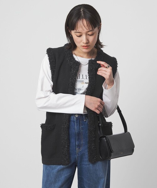 セール】ブークレ×フリンジ ベスト ウォッシャブル（ベスト）｜green