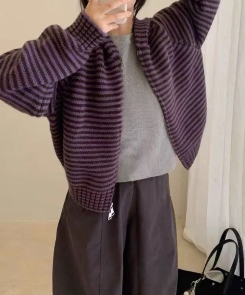 SPIGA（スピーガ）の「ﾎﾞｰﾀﾞｰ配色ｼﾞｯﾌﾟｱｯﾌﾟﾌｰﾃﾞｨ（パーカー・レディース・グリーン/パープル/ブルー・FREE）」の3枚目の写真