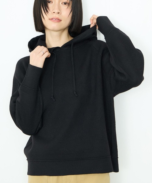 Mac-House(マックハウス)の「Idnes フードニットパーカー(パーカー・レディース・アイボリー/ブラック/チャコールグレー・FREE)」の10枚目の写真