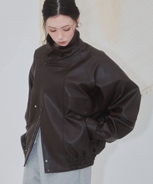 ENVYM（アンビー）の「スタンドカラー レザー オーバーサイズ ジャケット【2026年春新作】（ブルゾン）」
