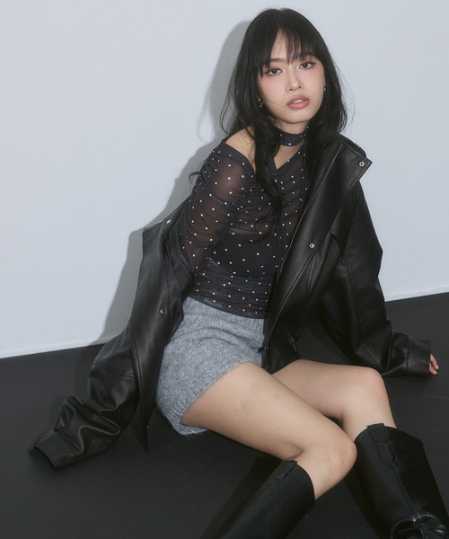 ENVYM(アンビー)の「スタンドカラー レザー オーバーサイズ ジャケット【2026年秋冬新色】【サイズ展開あり】(ブルゾン・レディース・アイボリー/ブラック/ブラウン/キャメル・FREE/SMALL)」の11枚目の写真