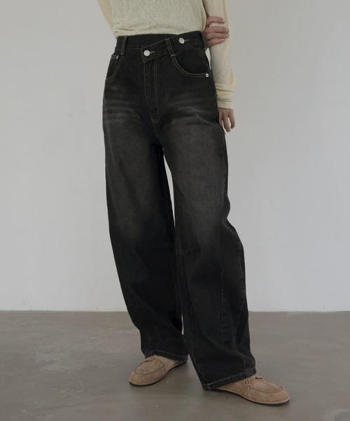 アシメカーブデニムパンツ（デニムパンツ）｜hellam（へラム）の