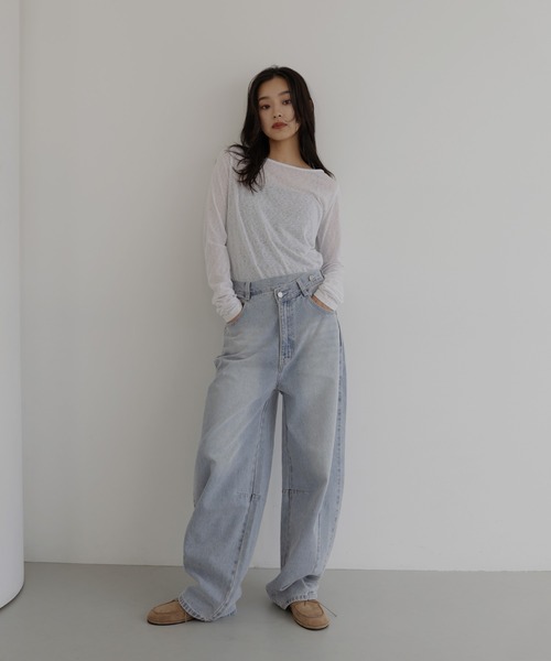 hellam（へラム）の「アシメカーブデニムパンツ（デニムパンツ・レディース・ブルー/グレー/ライトブルー/インディゴブルー・SMALL/MEDIUM）」の13枚目の写真