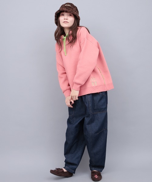 チチカカ（チチカカ）の「イェイエンブロイダリー スウェットライクニットフーディー（ニット/セーター・レディース・チャコールグレー/ピンク/アイボリー・FREE）」の19枚目の写真