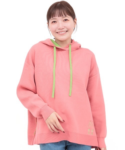 チチカカ（チチカカ）の「イェイエンブロイダリー スウェットライクニットフーディー（ニット/セーター・レディース・チャコールグレー/ピンク/アイボリー・FREE）」の11枚目の写真