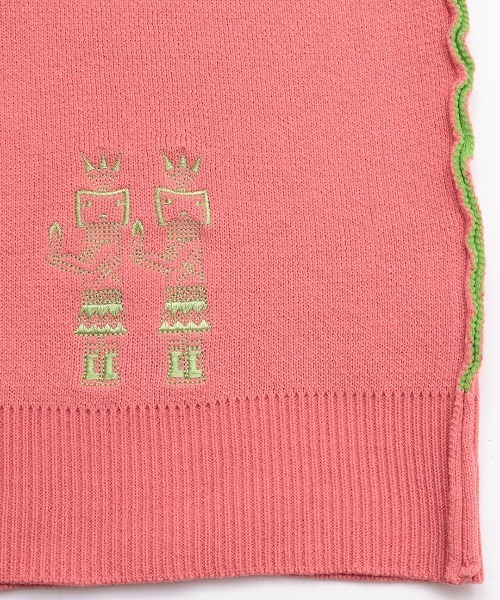 チチカカ（チチカカ）の「イェイエンブロイダリー スウェットライクニットフーディー（ニット/セーター・レディース・チャコールグレー/ピンク/アイボリー・FREE）」の7枚目の写真