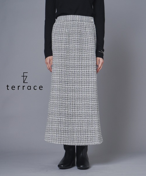 terrace(テラス)の「ツイードナロースカート(スカート・レディース・ホワイト系/ブラック系・FREE)」の1枚目の写真
