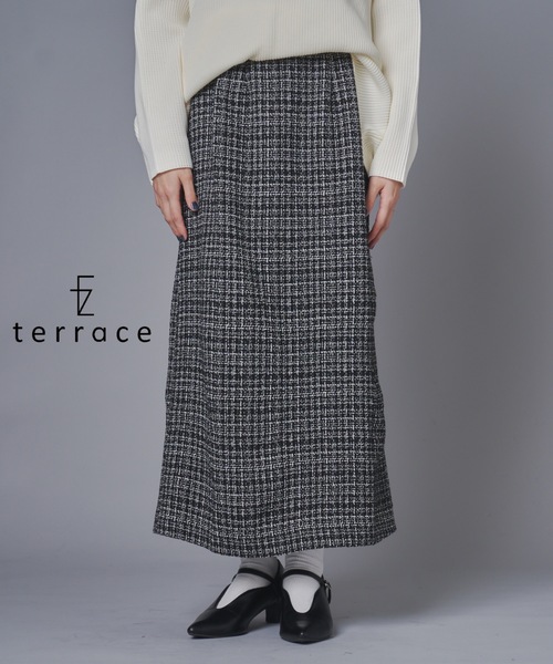 terrace(テラス)の「ツイードナロースカート(スカート・レディース・ホワイト系/ブラック系・FREE)」の2枚目の写真