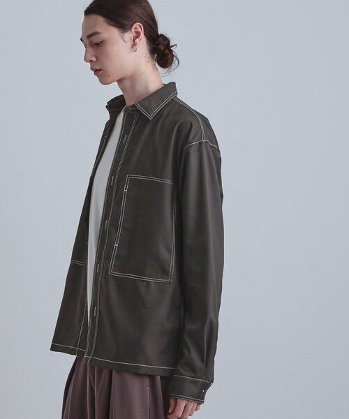 tk.TAKEO KIKUCHI(ティーケータケオキクチ)の「配色ステッチシャツ(シャツ/ブラウス・メンズ・スミクロ/モスグリーン/ブルーグリーン・02/03/04)」の4枚目の写真