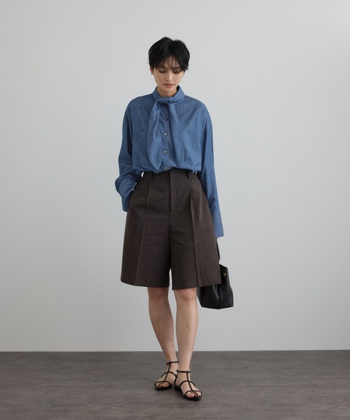SALON adam et rope'(サロン アダム エ ロペ)の「【WEB限定】フラールボウタイデニムブラウス(シャツ/ブラウス・レディース・サックスブルー/ブルー系その他4・FREE)」の7枚目の写真