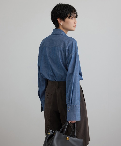 SALON adam et rope'(サロン アダム エ ロペ)の「【WEB限定】フラールボウタイデニムブラウス(シャツ/ブラウス・レディース・サックスブルー/ブルー系その他4・FREE)」の14枚目の写真
