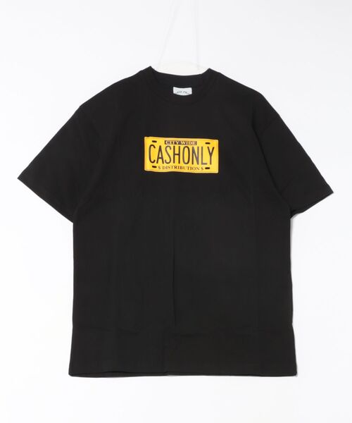 ムラサキスポーツ(ムラサキスポーツ)の「CASH ONLY/キャッシュオンリー License Plate Tee(Tシャツ/カットソー・メンズ・ブラック・S/M)」の1枚目の写真