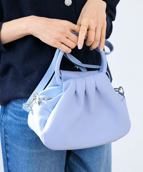 le.coeur blanc（ルクールブラン）の「MILLELA FIRENZE ギャザーハンドルバッグ（ショルダーバッグ・レディース・モカ/サックスブルー/ブラック・FREE）」の3枚目の写真