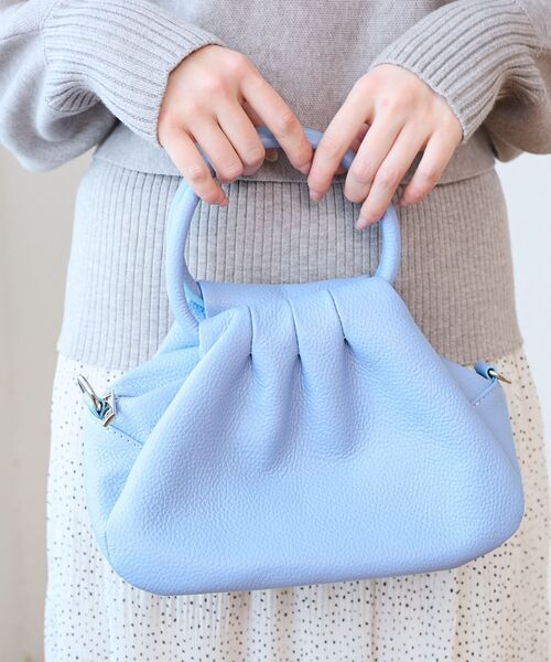 le.coeur blanc（ルクールブラン）の「MILLELA FIRENZE ギャザーハンドルバッグ（ショルダーバッグ・レディース・モカ/サックスブルー/ブラック・FREE）」の5枚目の写真