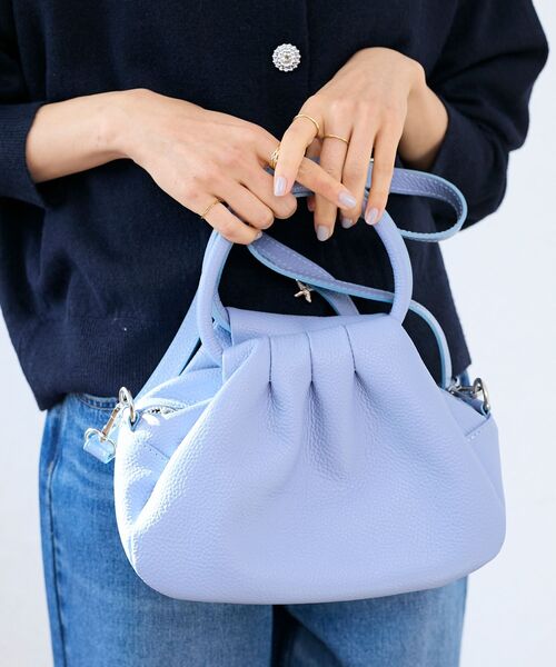 le.coeur blanc（ルクールブラン）の「MILLELA FIRENZE ギャザーハンドルバッグ（ショルダーバッグ・レディース・モカ/サックスブルー/ブラック・FREE）」の9枚目の写真