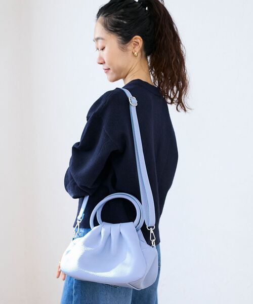 le.coeur blanc（ルクールブラン）の「MILLELA FIRENZE ギャザーハンドルバッグ（ショルダーバッグ・レディース・モカ/サックスブルー/ブラック・FREE）」の11枚目の写真