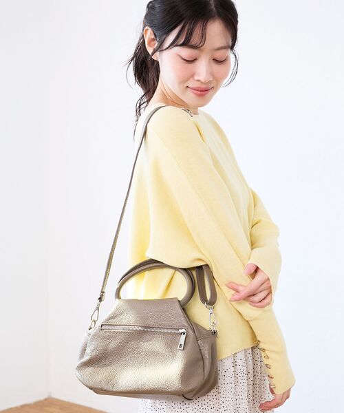 le.coeur blanc（ルクールブラン）の「MILLELA FIRENZE ギャザーハンドルバッグ（ショルダーバッグ・レディース・モカ/サックスブルー/ブラック・FREE）」の21枚目の写真