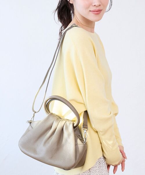 le.coeur blanc（ルクールブラン）の「MILLELA FIRENZE ギャザーハンドルバッグ（ショルダーバッグ・レディース・モカ/サックスブルー/ブラック・FREE）」の22枚目の写真