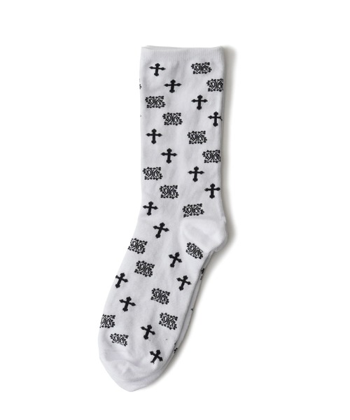 Subciety(サブサエティ)の「Paisley cross socks(ソックス/靴下・メンズ・ホワイト/ブラック・FREE)」の4枚目の写真