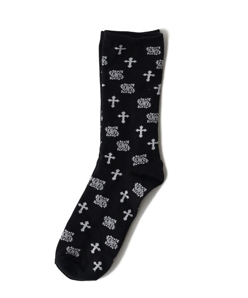 Subciety(サブサエティ)の「Paisley cross socks(ソックス/靴下・メンズ・ホワイト/ブラック・FREE)」の5枚目の写真