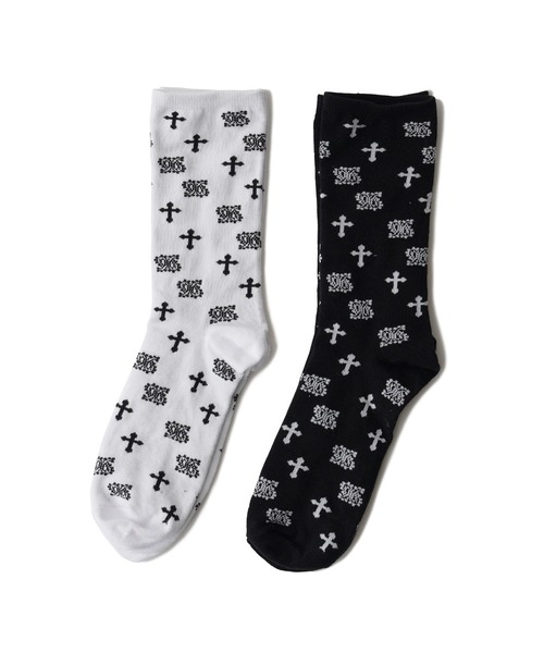 Subciety(サブサエティ)の「Paisley cross socks(ソックス/靴下・メンズ・ホワイト/ブラック・FREE)」の3枚目の写真