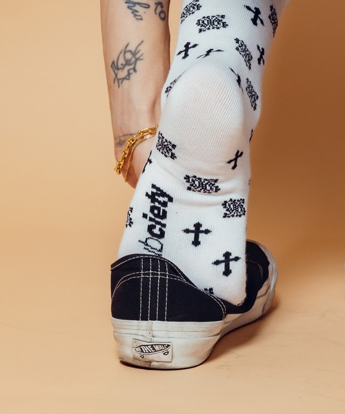 Subciety(サブサエティ)の「Paisley cross socks(ソックス/靴下・メンズ・ホワイト/ブラック・FREE)」の12枚目の写真