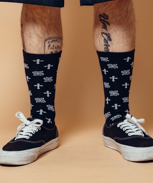 Subciety(サブサエティ)の「Paisley cross socks(ソックス/靴下・メンズ・ホワイト/ブラック・FREE)」の16枚目の写真