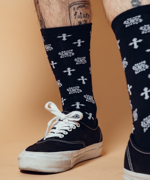 Subciety(サブサエティ)の「Paisley cross socks(ソックス/靴下・メンズ・ホワイト/ブラック・FREE)」の19枚目の写真