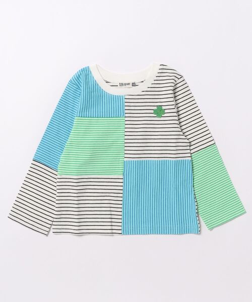 RAGMART（ラグマート）の「クレイジーボーダー長袖Ｔシャツ（Tシャツ/カットソー・キッズ・ピンク/ブルー・100cm/110cm/120cm/130cm）」の2枚目の写真