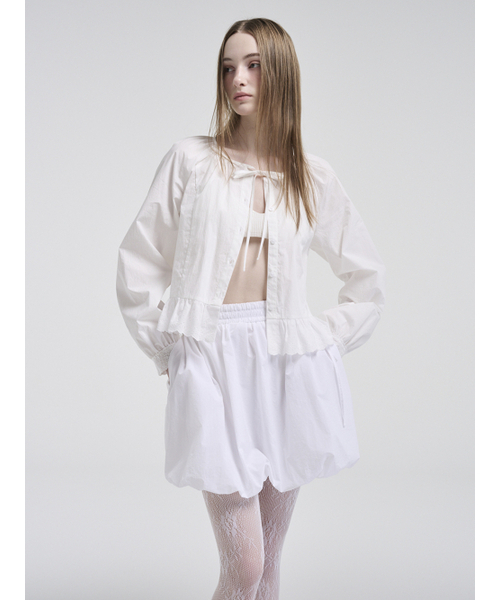 ETMON（エトモン）の「Lace Shirring Blouse, White（シャツ/ブラウス・レディース・その他・FREE）」の5枚目の写真