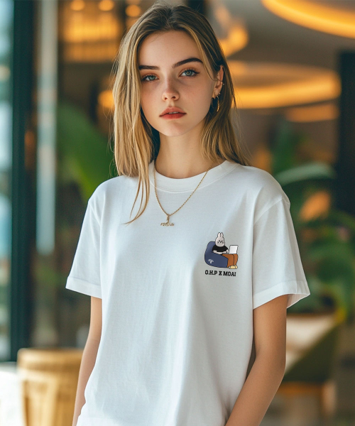 ONEHUNDREDPERCENT FOR WOMAN(ワンハンドレッドパーセントフォーウーマン)の「OHPxMOAI ブレイクタイム no.2 ウーマンベーシック半袖 P(Tシャツ/カットソー・レディース・その他・S/M)」の2枚目の写真