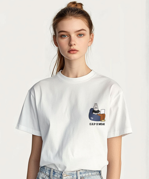 ONEHUNDREDPERCENT FOR WOMAN(ワンハンドレッドパーセントフォーウーマン)の「OHPxMOAI ブレイクタイム no.2 ウーマンベーシック半袖 P(Tシャツ/カットソー・レディース・その他・S/M)」の3枚目の写真