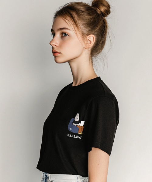 ONEHUNDREDPERCENT FOR WOMAN(ワンハンドレッドパーセントフォーウーマン)の「OHPxMOAI ブレイクタイム no.2 ウーマンベーシック半袖 P(Tシャツ/カットソー・レディース・その他・S/M)」の4枚目の写真
