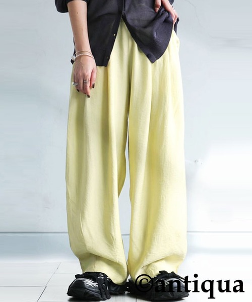 antiqua(アンティカ)の「ワイドタックパンツ(その他パンツ・レディース・イエロー/パープル/ブラック・LARGE/MEDIUM)」の3枚目の写真