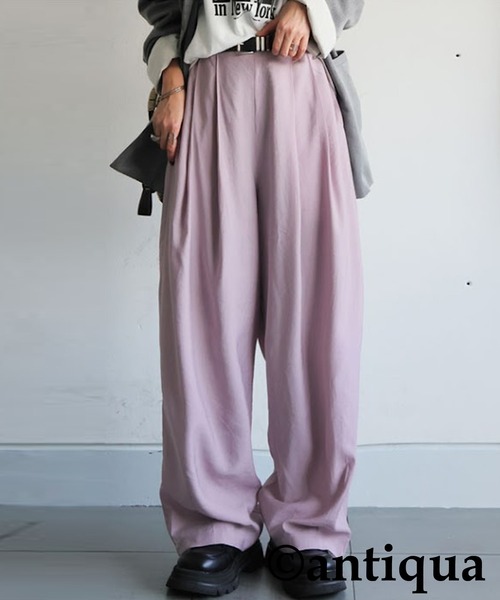 antiqua(アンティカ)の「ワイドタックパンツ(その他パンツ・レディース・イエロー/パープル/ブラック・LARGE/MEDIUM)」の9枚目の写真