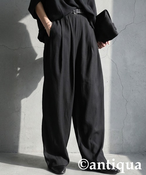 antiqua(アンティカ)の「ワイドタックパンツ(その他パンツ・レディース・イエロー/パープル/ブラック・LARGE/MEDIUM)」の7枚目の写真