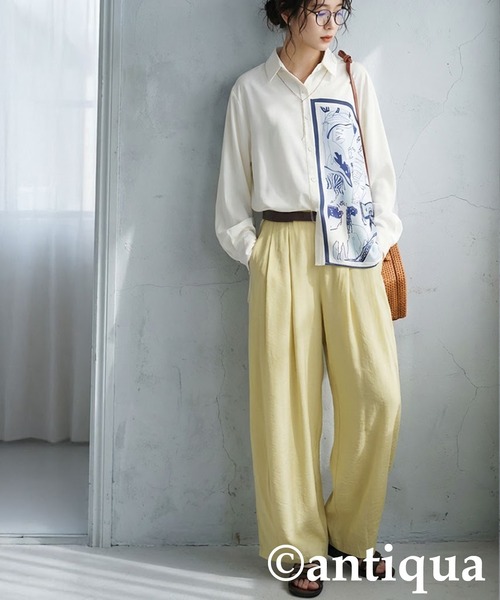 antiqua(アンティカ)の「ワイドタックパンツ(その他パンツ・レディース・イエロー/パープル/ブラック・LARGE/MEDIUM)」の12枚目の写真