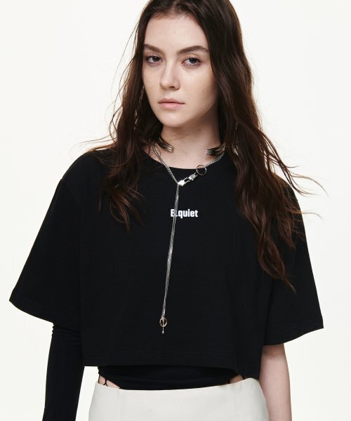 B QUIET(ビークワイエット)の「CROPPED TSHIRTS_BLACK(Tシャツ/カットソー・レディース・その他・ONE SIZE)」の1枚目の写真