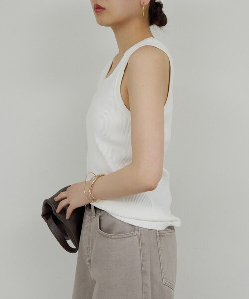 GALLARDAGALANTE（ガリャルダガランテ）の「リブタンクトップ（キャミソール・レディース・チャコールグレー/ホワイト/モカ・FREE）」の9枚目の写真
