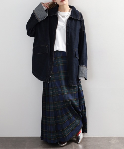 hunch（ハンチ）の「hunch ミディ丈デニムジャケット（デニムジャケット・レディース・ケミカルウォッシュ/ワンウォッシュ・FREE）」の8枚目の写真