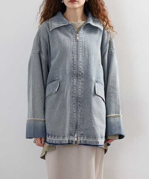 hunch（ハンチ）の「hunch ミディ丈デニムジャケット（デニムジャケット・レディース・ケミカルウォッシュ/ワンウォッシュ・FREE）」の16枚目の写真