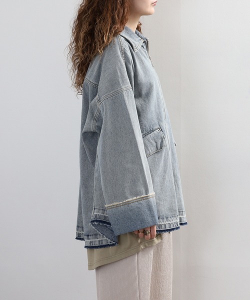 hunch（ハンチ）の「hunch ミディ丈デニムジャケット（デニムジャケット・レディース・ケミカルウォッシュ/ワンウォッシュ・FREE）」の17枚目の写真