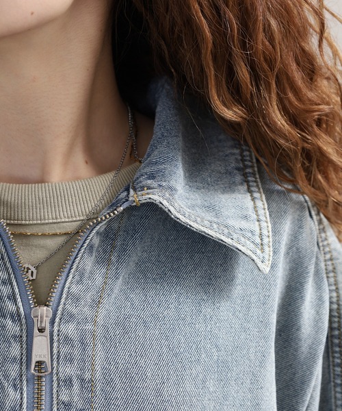 hunch（ハンチ）の「hunch ミディ丈デニムジャケット（デニムジャケット・レディース・ケミカルウォッシュ/ワンウォッシュ・FREE）」の19枚目の写真