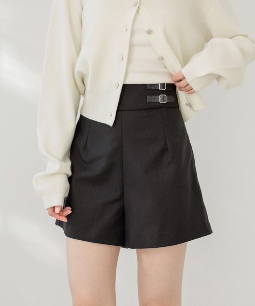 ベルト付きハイウエストタイトショートパンツ 644831（その他パンツ