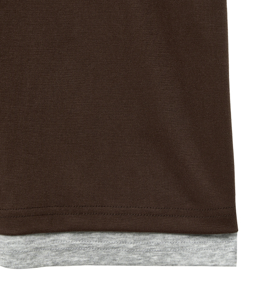NOIRER(ノイア)の「レイヤードヘンリーネックハーフスリーブTシャツ(ブラウングレー)(Tシャツ/カットソー・メンズ・その他・48/50/52)」の5枚目の写真