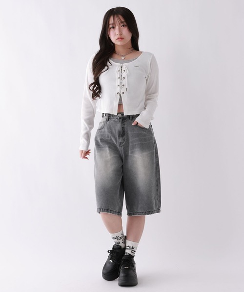 repipi armario（レピピ アルマリオ）の「【2WAYウエスト】デニムハーフパンツ（デニムパンツ・キッズ・ブルー/ブラック/カモフラージュ・SMALL/MEDIUM/LARGE）」の6枚目の写真