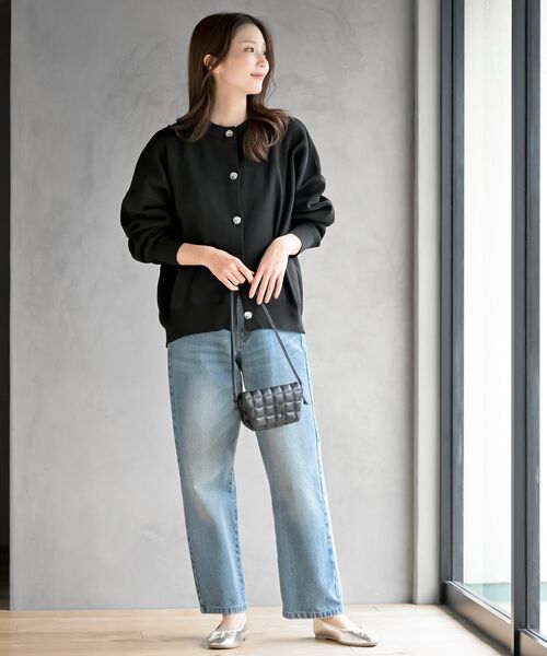 rps（アールピーエス）の「ゴールドボタンクルーネックスポンジニットカーディガン（カーディガン/ボレロ・レディース・グレー/ブラック/シルバーグレー/グレイッシュブルー・フリー）」の20枚目の写真